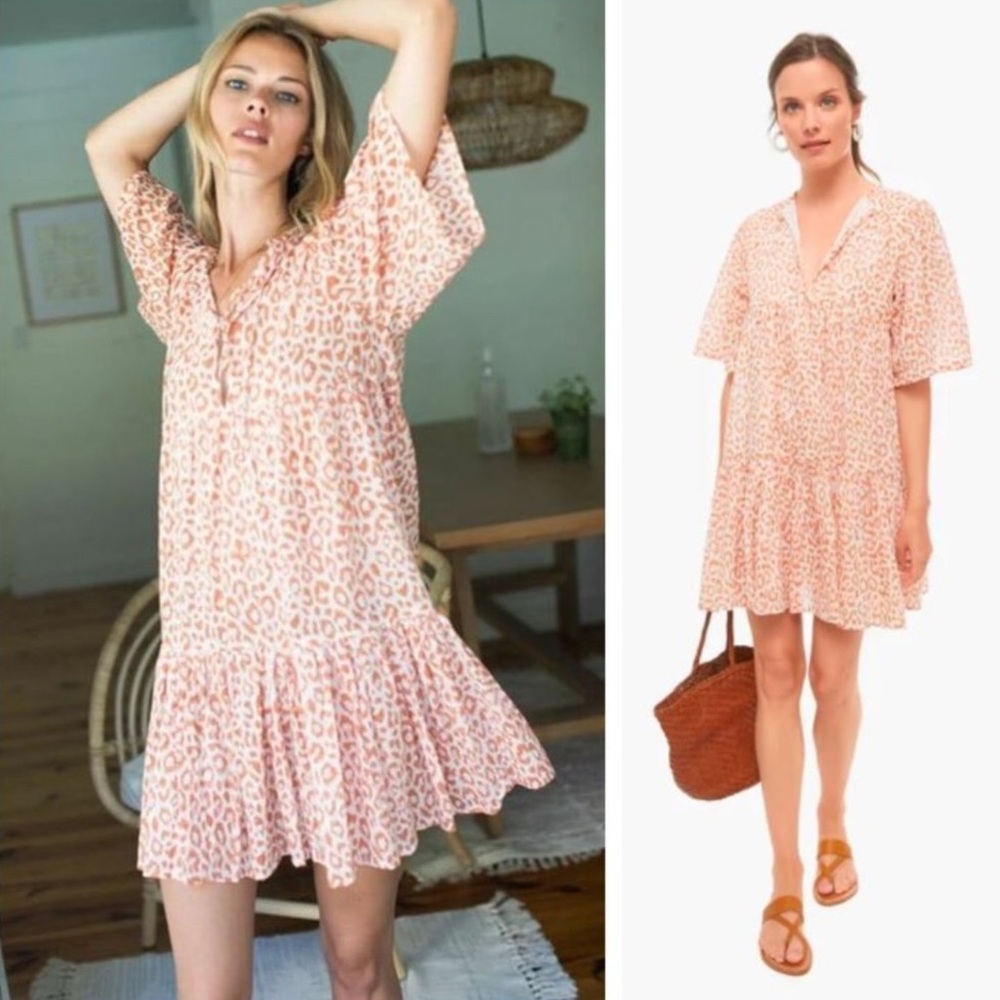 Emerson Fry India Collection Sun Baked Leopard Isla Block Print Dress M/L NWT